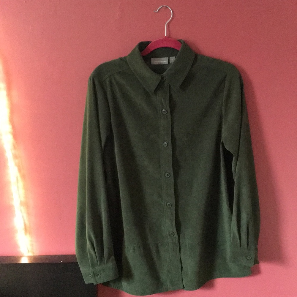 Emerald Faux-Suede Button Down